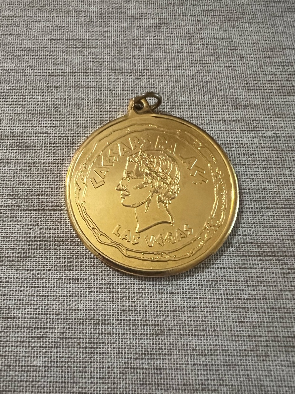 Vintage Caesar’s Palace Casino Las Vegas Gold Medallion Coin Pendant